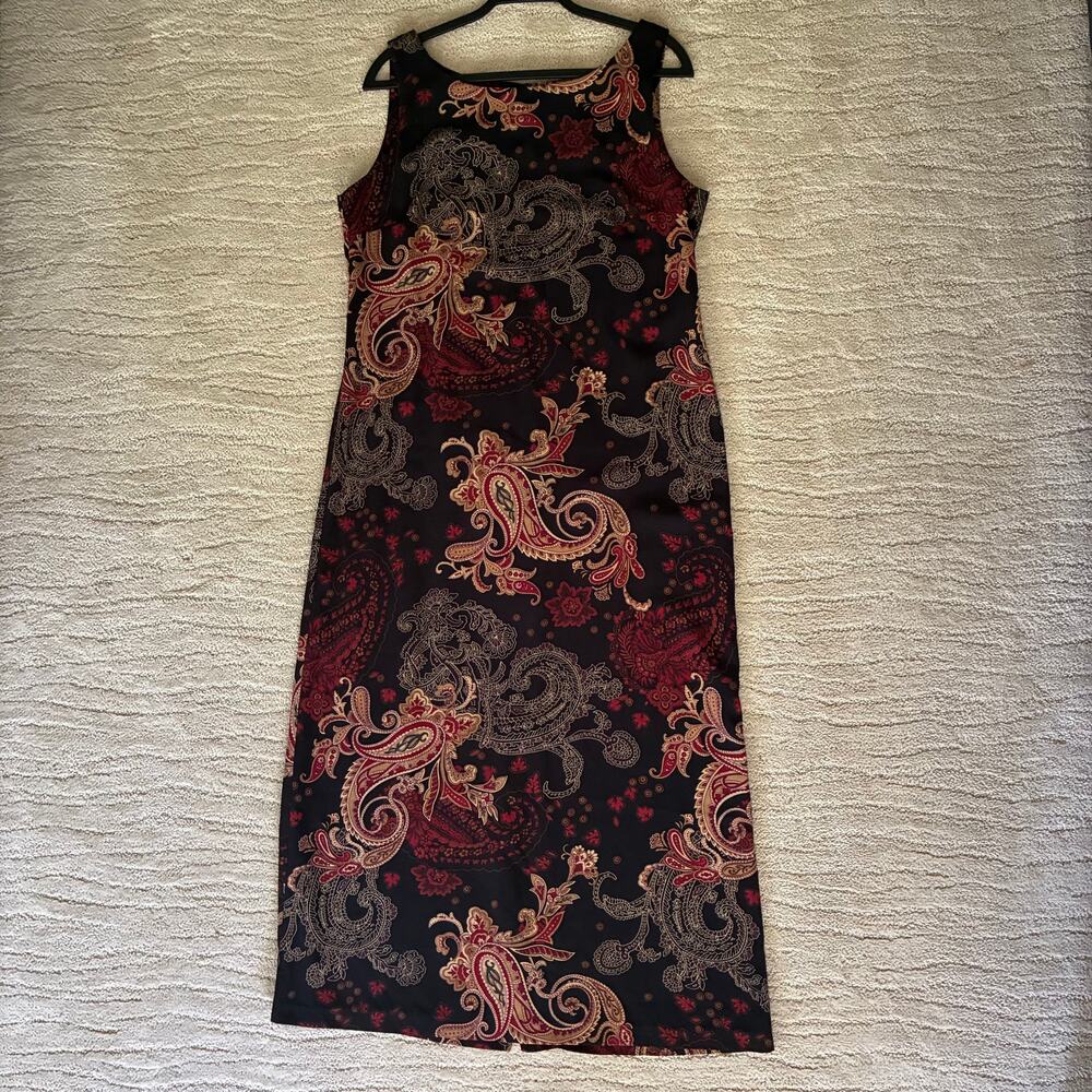 Vintage 90s Y2K Studio I Women's 14 A-line Paisley Dress Whimsigoth Boho Grunge